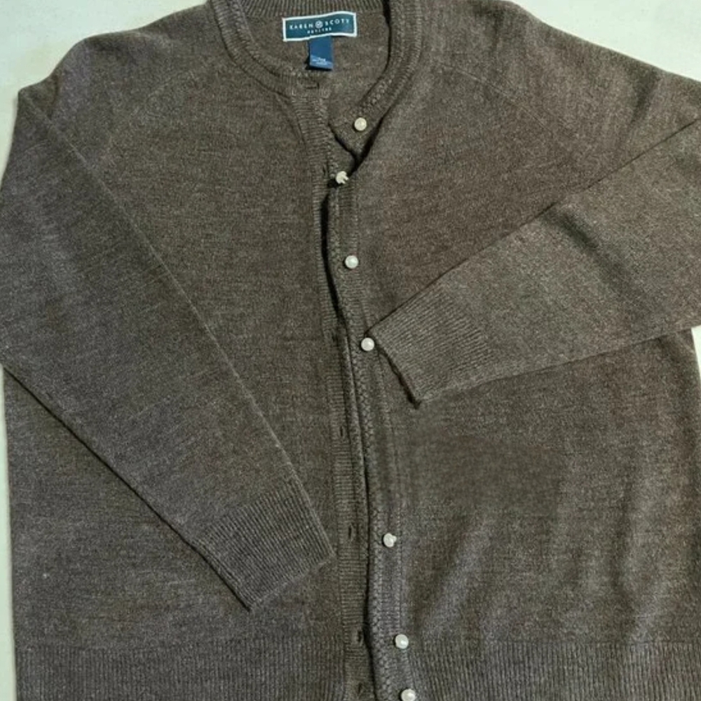 🍂 Karen Scott Luxe Soft Cardigan Sweater Pearl Buttons